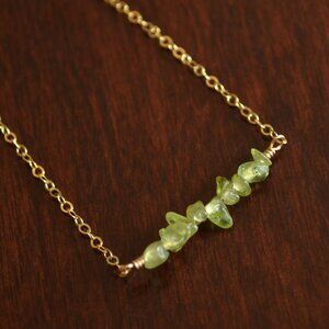 Real Peridot Chip Bracelet in Gold